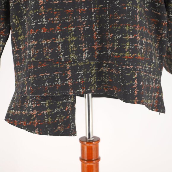 NWT KOZAN Overlapping Asymmetric Hem Mock Neck Abstract Tunic Top Size L - Picture 5 of 10